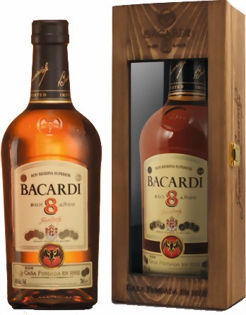 Bacardi Rum 8 Anos 0,7 Liter in Holzkiste
